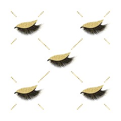 Lashes vector pattern with gold glitter effect