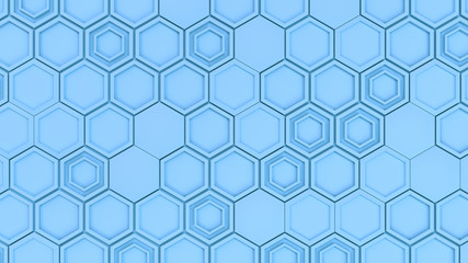 Abstract 3d background made of blue hexagons