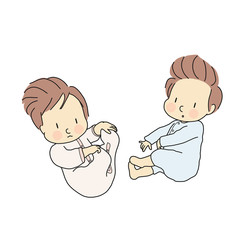 Vector illustration of little Infants laying. Newborn, baby, Cartoon character drawing.