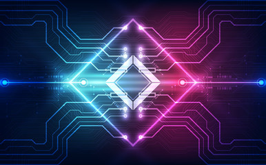 Obraz premium Abstract technology chip processor background circuit board and code, illustration blue technology background vector.