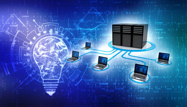 Computer Network, Global internet Communication Concept. 3d rendering