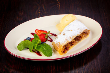 Apple Strudel served mint