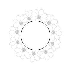 Cosmos Flower Outline Banner Wreath