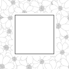 Cosmos Flower Outline Banner Card
