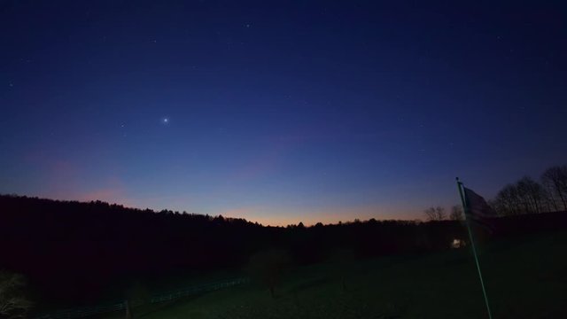 Day to Night Time Lapse on a Clear Starry Night in the Woods of Pennsylvania