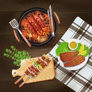 BBQ Grill Realistic Illustration