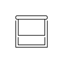 Line illustration of roller fabric blind. Sun protection shade. Room darkening & light blocking  jalousie. Isolated on white background