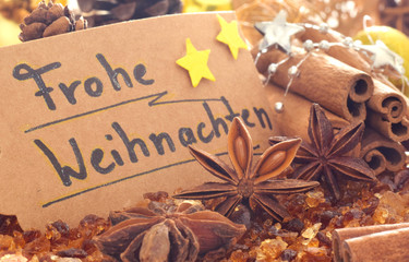 Christmas spices with text in german language 