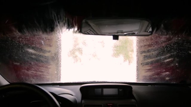 Car wash, car wash foam water, Automatic car wash in action
