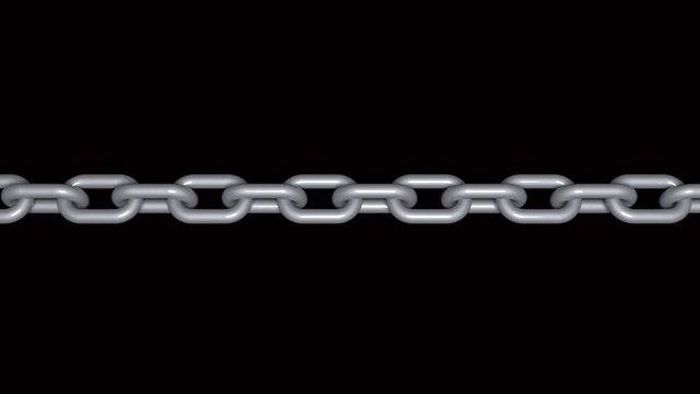 4k animation of metal chain,stainless steel chain movement,block chain.