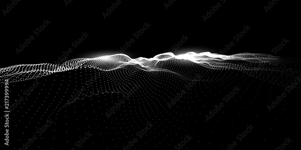 Wall mural abstract digital particles background. noise wave.technology background vector. future background.