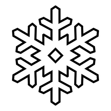Simple, flat snowflake line art icon. Isolated on white