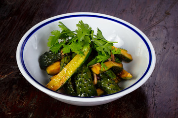 Pickled green cucumbers