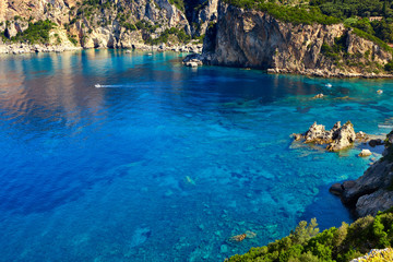 View of a beautiful bay with clear turquoise water.