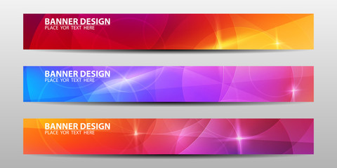 Fototapeta premium Banners with colorful geometric background . Vector illustrations