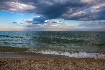 Black sea coast waves vacation travel Ukraine stormy cold evening