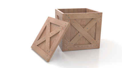 wooden crate. 3d illustration