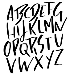 Hand drawn modern dry brush lettering. Grunge style alphabet. Handwritten font. Vector illustration.