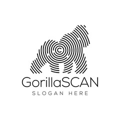 Gorilla Scan Technology Logo vector Element. Animal Technology Logo Template