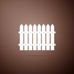 Fence icon isolated on brown background. Flat design. Vector Illustration