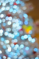 Colorful blurred texture of illuminated blue LED Christmas decoration lights