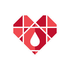 Geometric medical heart logo template. Blood Transfusion Service. Vector illustration.