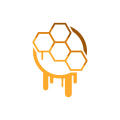Bee honeycombs logo template. Vector illustration.
