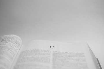 Fototapeta premium Roman A to Z alphabet printed on open book