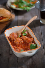 Vietnamese spicy pork meatballs in fragrant tomato sauce