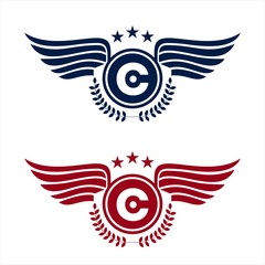 Obraz premium C initials royal wings emblem logo