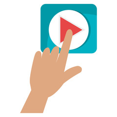 hand touching play button