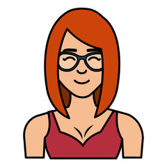 young woman with glasses character