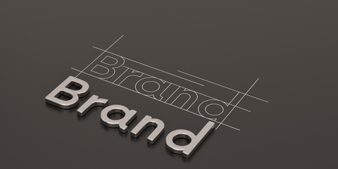 Steel word brand on black background brand concept design 3D illustration. - obrazy, fototapety, plakaty