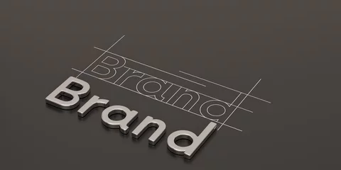 Fotobehang Steel word brand on black background brand concept design 3D illustration. © Holmessu