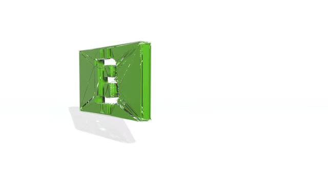 Green financial background made of 3d poligons. Polygons rotate and are collected in a picture. bitcoin icon in a plastic card