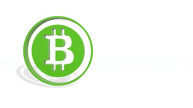Green financial background made of 3d poligons. Polygons rotate and are collected in a picture. bitcoin icon in the circle 2