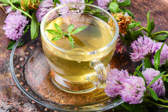 Healthy tea with clover