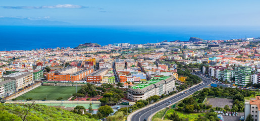 Fototapeta na wymiar Aerial view of the residential area of the town on Tenerife, Canary Islands. Spain. Panorama