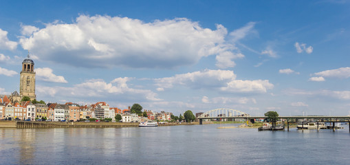 Fototapeta na wymiar Panorama of the IJssel river near historic city Deventer, Netherlands