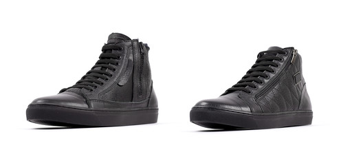 Stylish mens shoes isolated on white