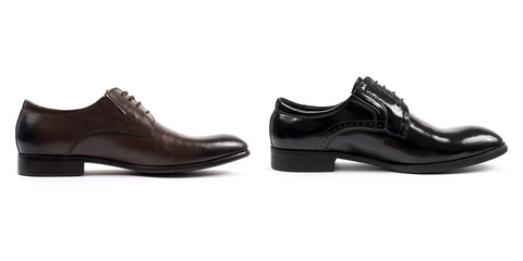 Black men's shoes on white background