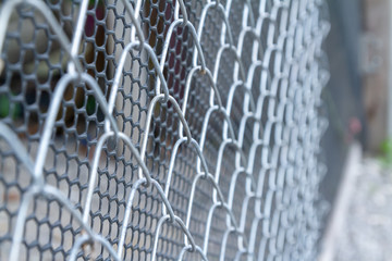 Chain-link fencing close-up