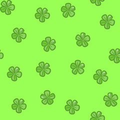 Seamless flowers pattern, green color, clovers
