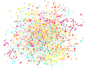 Multicolored confetti isolation on white. Geometrical festive background with glitters. Colorful pattern for design. Print for flyers, posters, banners and textiles. Greeting cards. Luxury texture