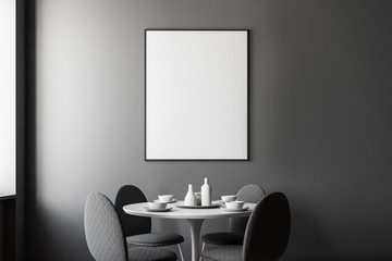 Gray dining room interior, poster