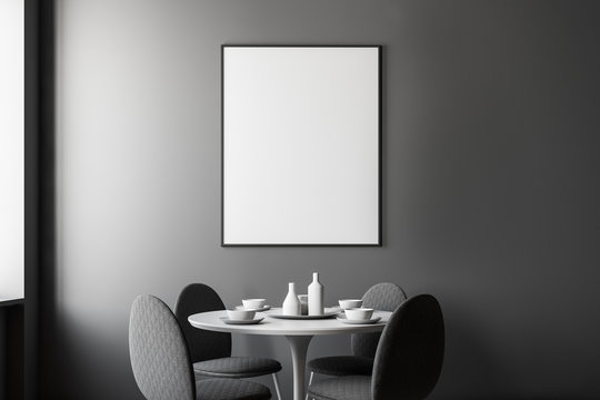 Gray dining room interior, poster
