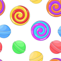 Swirl lollipops as seamless pattern. Colored background