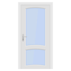 White door. Interior design with glass elements