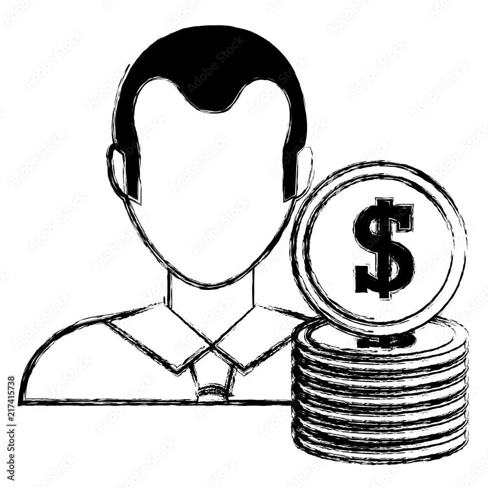 Wall mural businessman with coins money