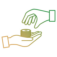 hand with pile coins money